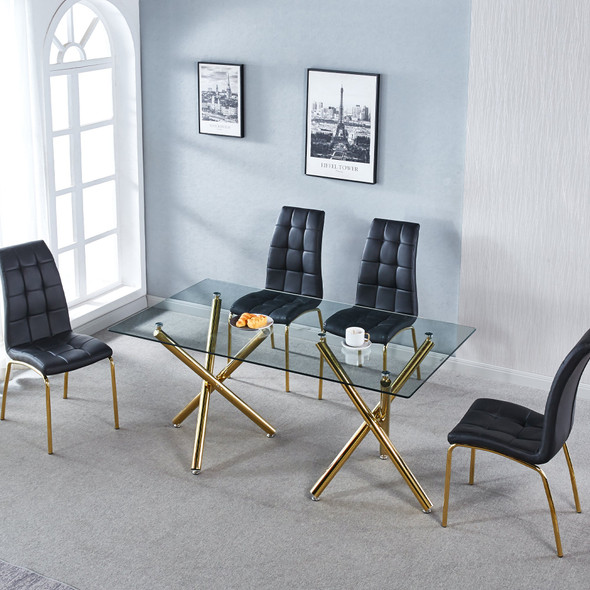 Clear Silver Glass Top Dining Table