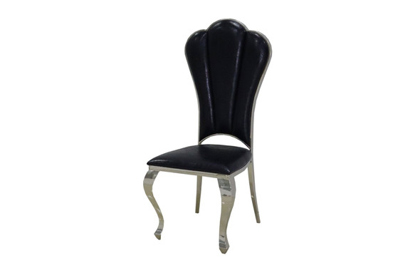 Gold Black Leatherette Dining Chair Set of 2