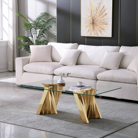 Gold Tempered Glass Coffee Table