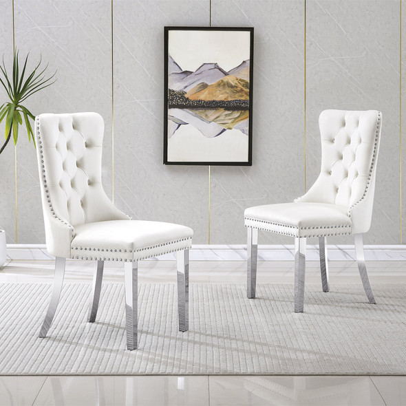 Black Gold Modern Velvet Upholstered Dining Chair Set of 2