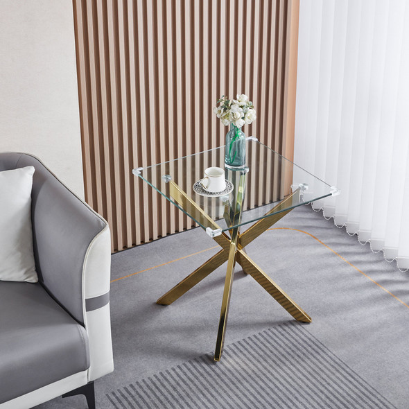 Clear Gold Glass Top End Table