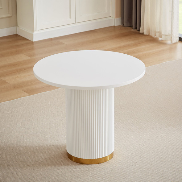 Brown Gold Stone-Look MDF Dining Table