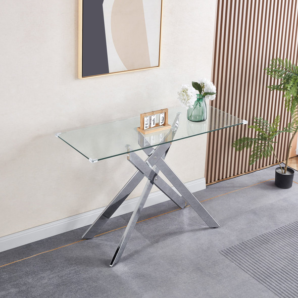 Clear Gold Glass Top Console Table