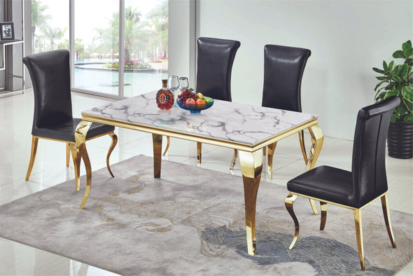 White Gold Genuine Marble Dining Table