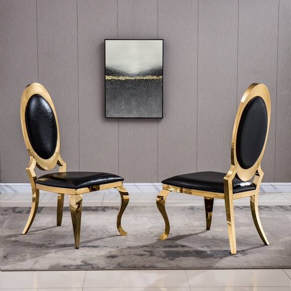 Silver White Premium PU Upholstered Dining Chair Set of 2
