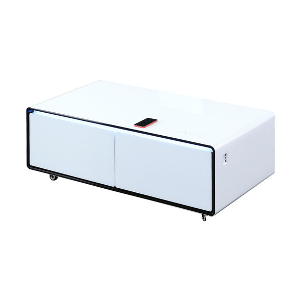 Tempered Glass Smart Coffee Table with Fridge