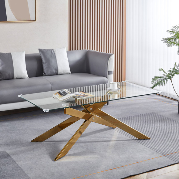Clear Silver Glass Top Coffee Table