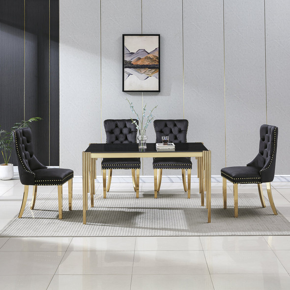 Clear Silver Glass Top Dining Table