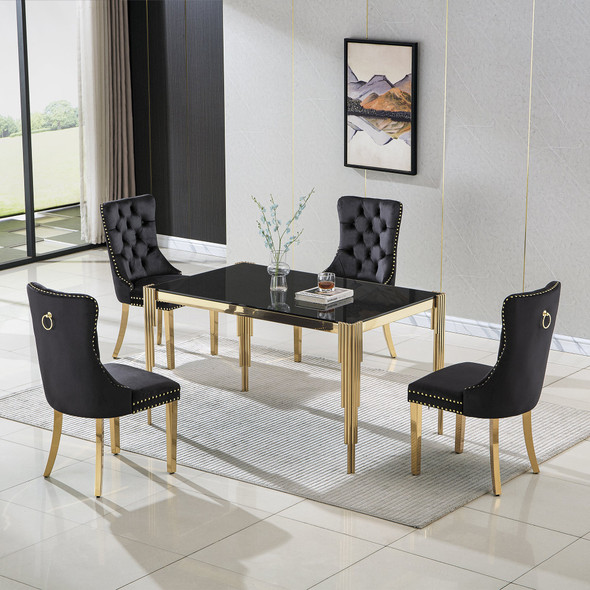 Clear Silver Glass Top Dining Table
