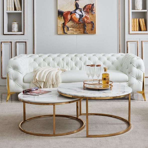 Black Gold Genuine Marble Coffee Table Set