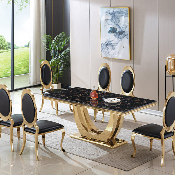 Stone-Look MDF Dining Table