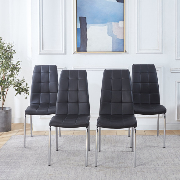 White PU Upholstered Dining Chair Set of 4