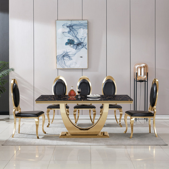 White Gold Genuine Marble Dining Table