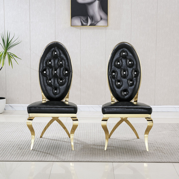 Silver White Leatherette Dining Chair Set of 2