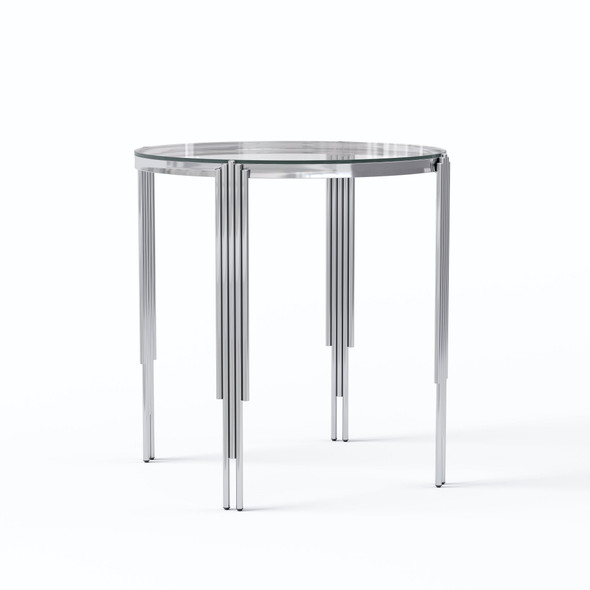 Clear Gold Glass Top Round Dining Table with Metal Base