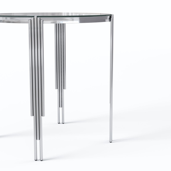 Clear Gold Glass Top Round Dining Table with Metal Base