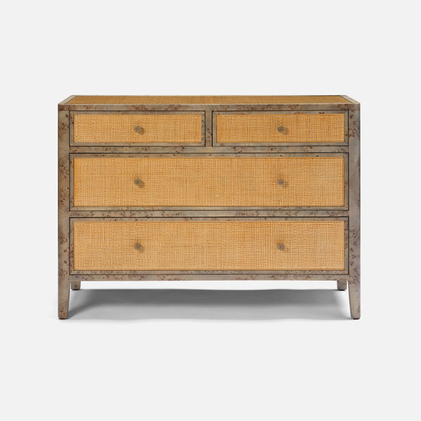 Amara 48-Inch Dresser - Graywashed Poplar Burl and Natural Cane