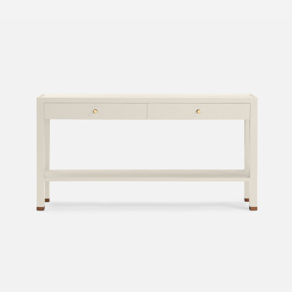 Jarin 60-Inch White Faux Belgian Linen Console Table (60 x 12 x 31 Inches)