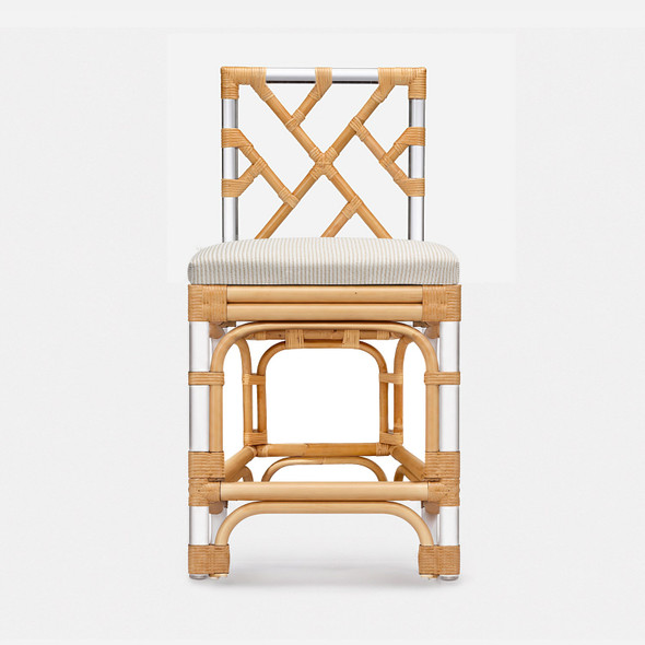 Bessette Counter Stool - Unbleached Natural Rattan and Clear Acrylic - Natural Muslin