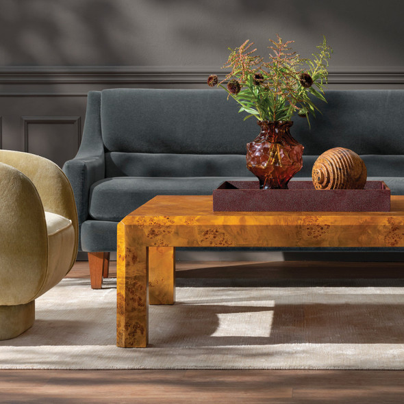 Carson 48-Inch Coffee Table - Brown Stained Poplar Burl