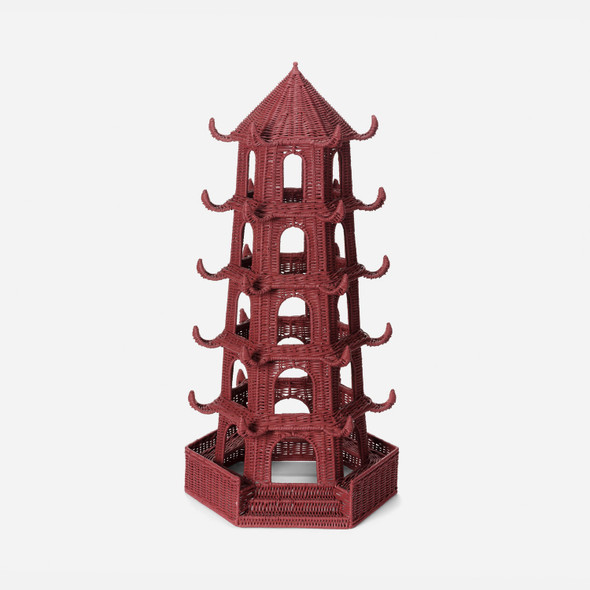 Bardot Decorative Pagoda - Bordeaux Red Rattan - Large