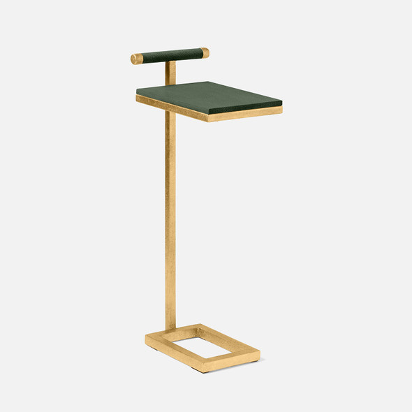 Ellery 13-Inch Juniper and Texturized Gold Realistic Faux Shagreen and Steel Accent Table