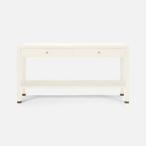 Jarin 60-Inch White Faux Belgian Linen Console Table (60 x 18 x 31 Inches)