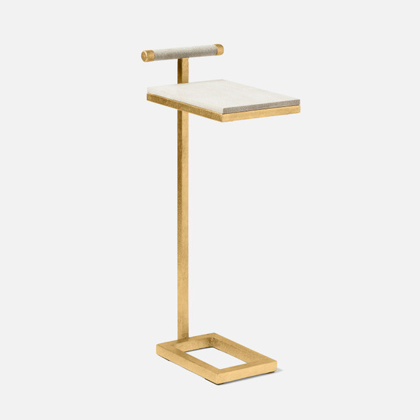 Ellery 13-Inch Blanc and Texturized Gold Realistic Faux Shagreen and Steel Accent Table