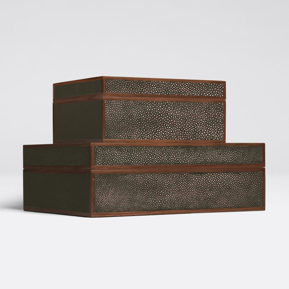 Cooper 29-Piece Box Set - Dark Mushroom Realistic Faux Shagreen and Walnut Veneer - Set Of