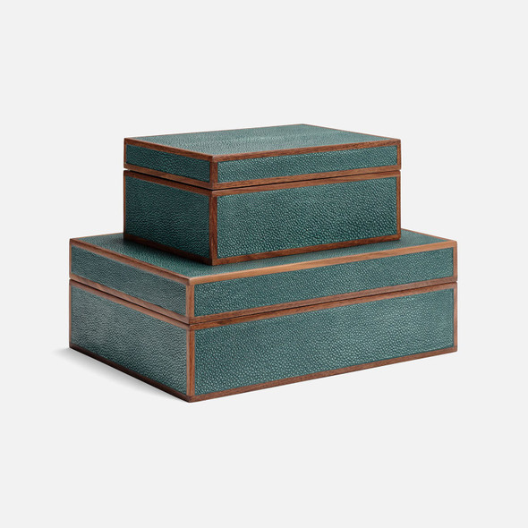 Cooper 29-Piece Box Set - Dark Teal Realistic Faux Shagreen and Walnut Veneer - Set Of