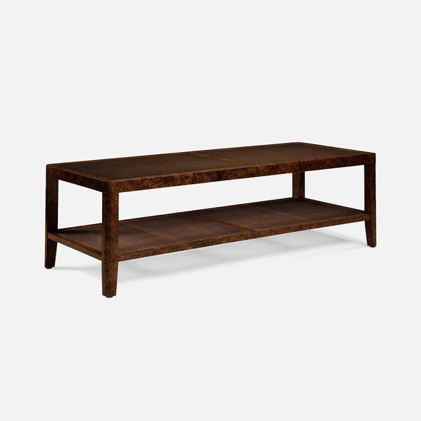 Amara 60-Inch Coffee Table - Brown Stained Poplar Burl and Cane (60 x 24 x 18 Inches)