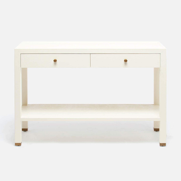 Jarin 48-Inch White Faux Belgian Linen Console Table (48 x 18 x 31 Inches)