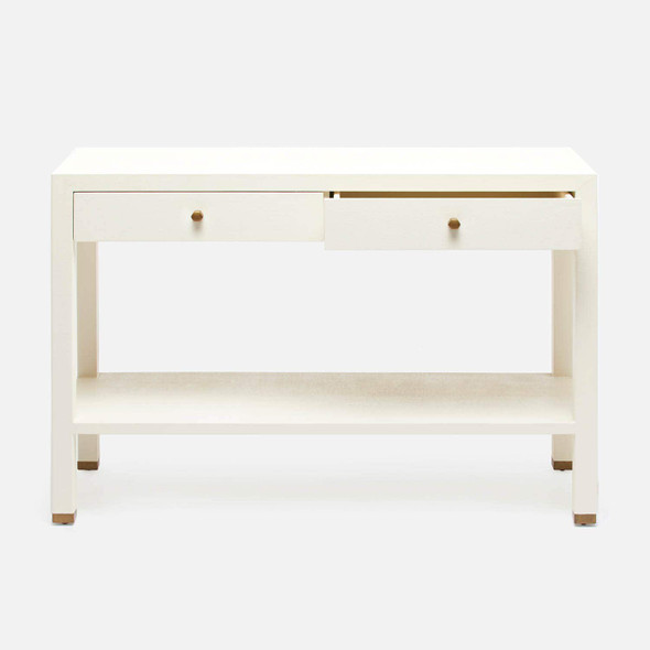 Jarin 48-Inch White Faux Belgian Linen Console Table (48 x 18 x 31 Inches)
