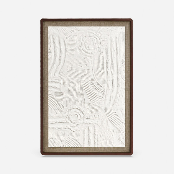 Sana II 17-Inch Wall Decor - White Pulp Clay and Tobacco Full-Grain Leather