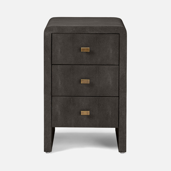 Harlow 18-Inch Nightstand - Dark Mushroom Realistic Faux Shagreen