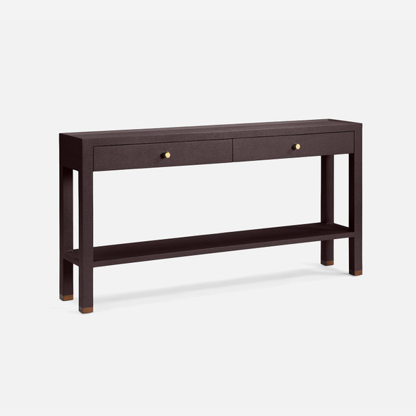 Jarin 60-Inch Aubergine Faux Belgian Linen Console Table (60 x 12 x 31 Inches)