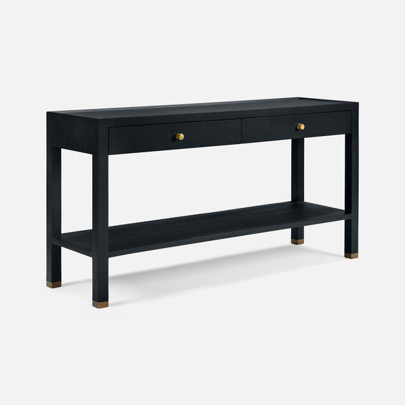Jarin 60-Inch Dark Navy Faux Belgian Linen Console Table (60 x 18 x 31 Inches)