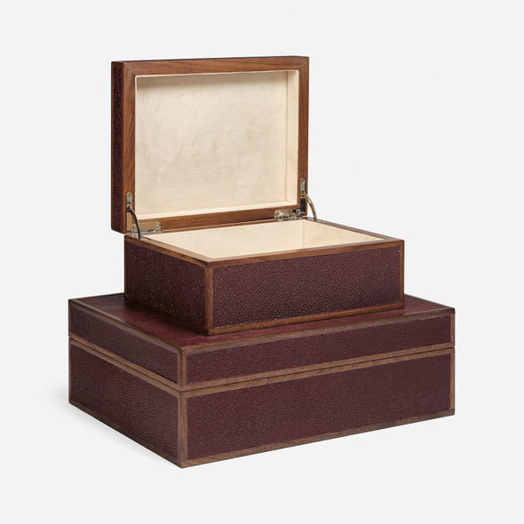Cooper 29-Piece Box Set - Oxblood Realistic Faux Shagreen and Walnut Veneer - Set Of
