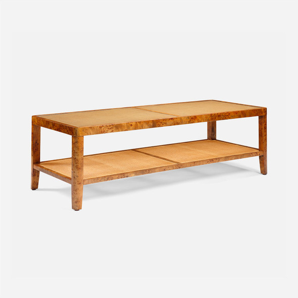 Amara 60-Inch Coffee Table - Dark Stained Poplar Burl and Natural Cane (60 x 24 x 18 Inches)