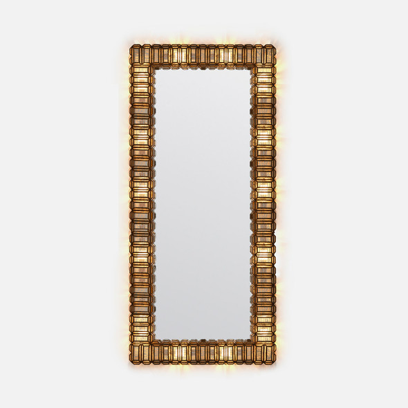 Mae 10-Light 42-Inch Mirror - Antiqued Mirror and Antiqued Brass Iron