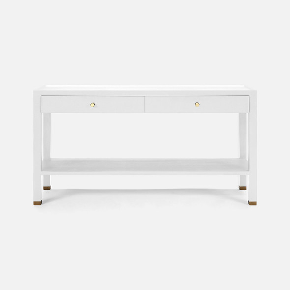 Jarin 60-Inch Designer White Faux Belgian Linen Console Table (60 x 18 x 31 Inches)