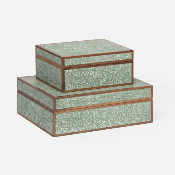 Cooper 29-Piece Box Set - Sage Realistic Faux Shagreen and Walnut Veneer - Set Of