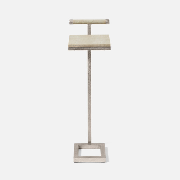 Ellery 13-Inch Sand and Texturized Silver Realistic Faux Shagreen and Steel Accent Table