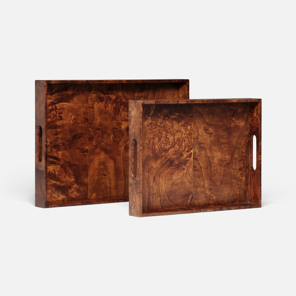 Elita 216-Piece Tray Set - Dark Honey Mappa Burl - Set Of