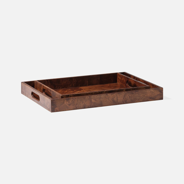 Elita 216-Piece Tray Set - Dark Honey Mappa Burl - Set Of