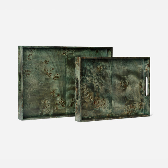 Elita 216-Piece Tray Set - Teal Mappa Burl - Set Of