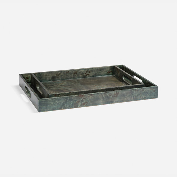 Elita 216-Piece Tray Set - Teal Mappa Burl - Set Of