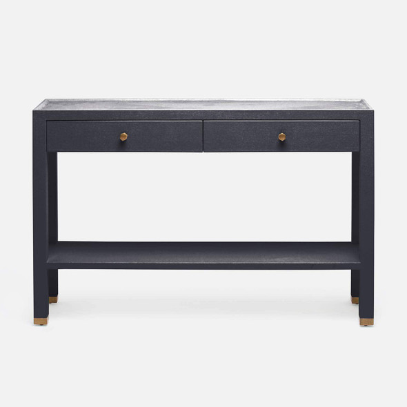 Jarin 48-Inch Dark Navy Faux Belgian Linen Console Table (48 x 12 x 31 Inches)