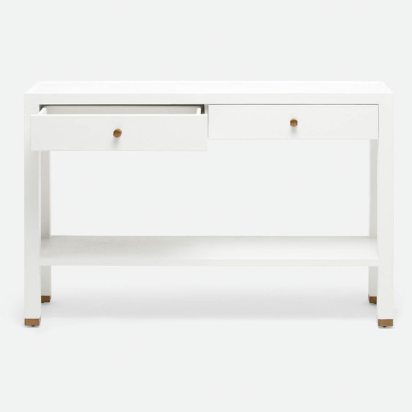 Jarin 48-Inch Designer White Faux Belgian Linen Console Table (48 x 12 x 31 Inches)
