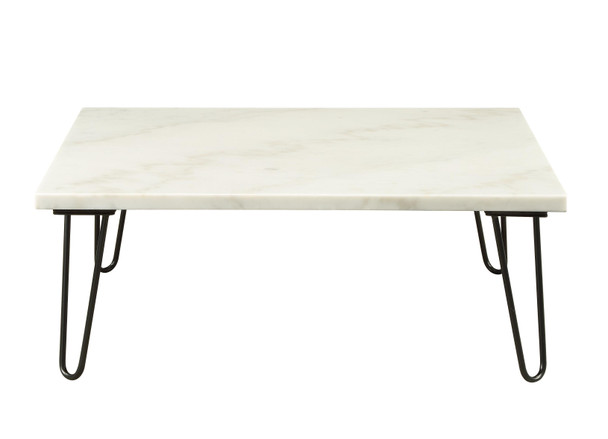 40" X 40" X 15" Marble And Black Coffee Table